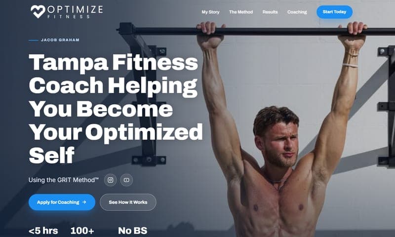 Optimize Fitness coaching homepage