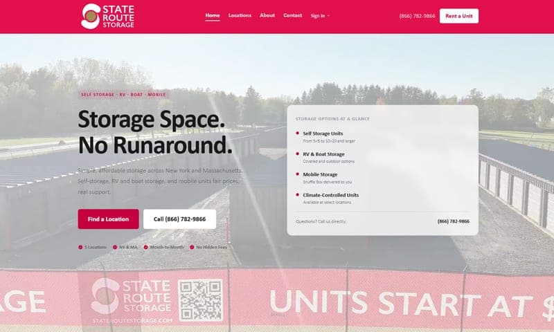 State Route Storage homepage